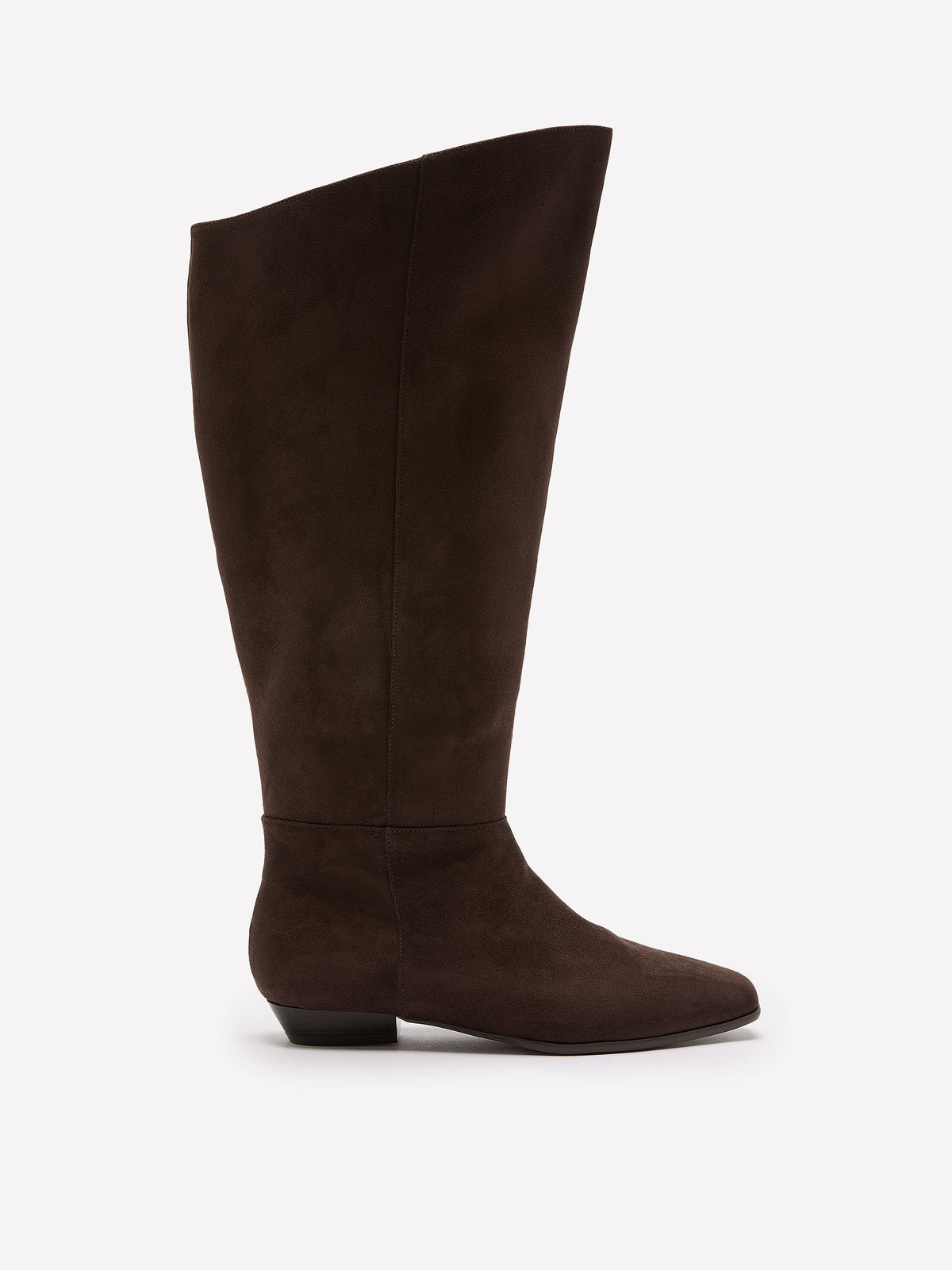 Extra Wide Width, Brown Tall Faux Suede Low-Heel Boot