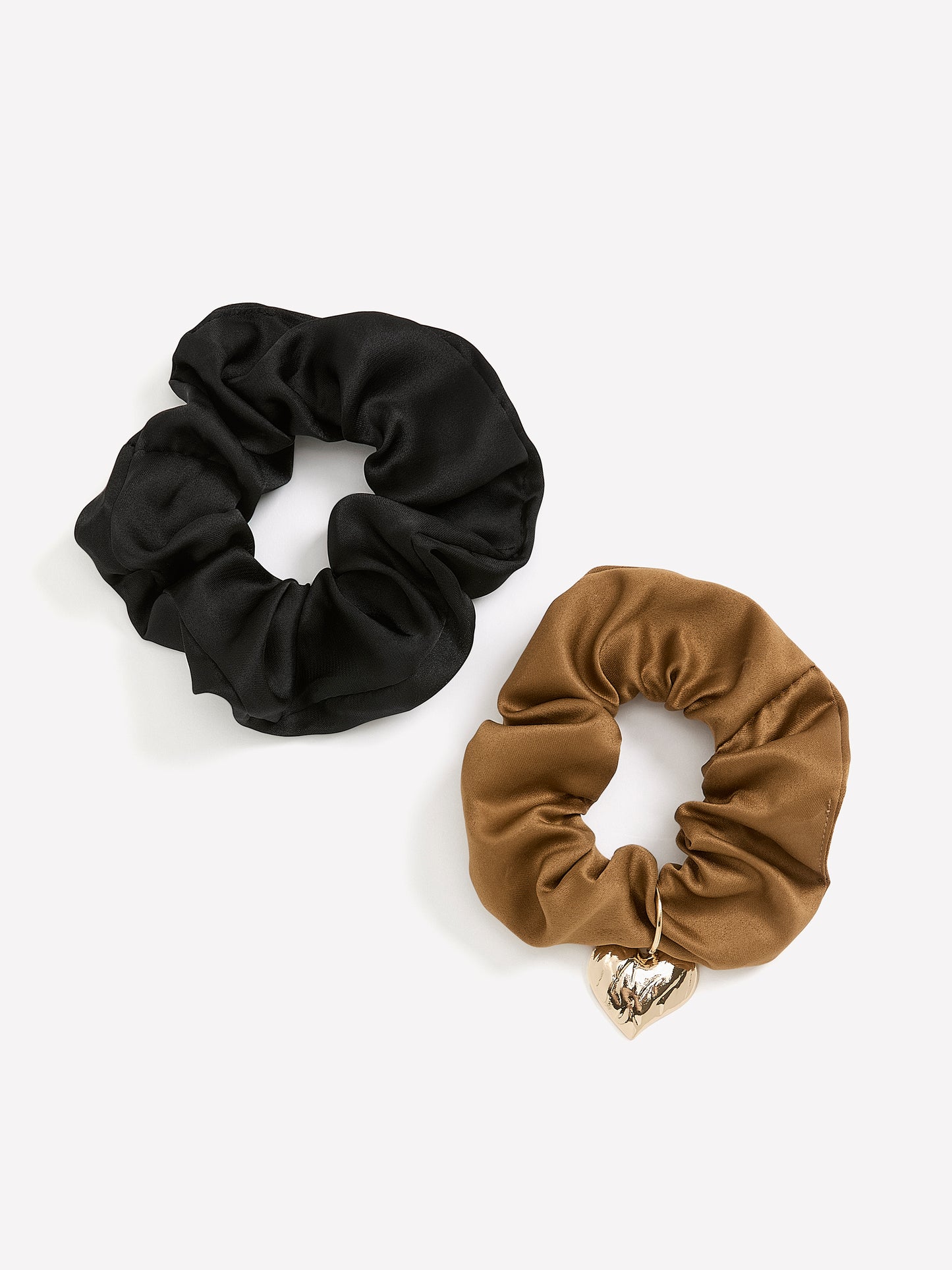 Hair Scrunchies with Heart Pendant, Set of 2