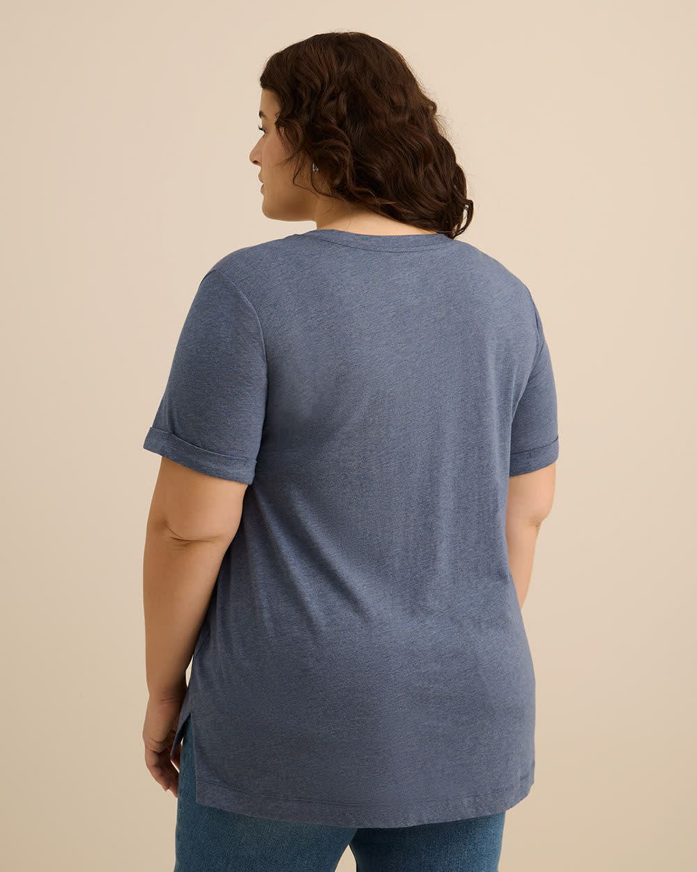 Responsible, V-Neck Boyfriend Tee with Slits