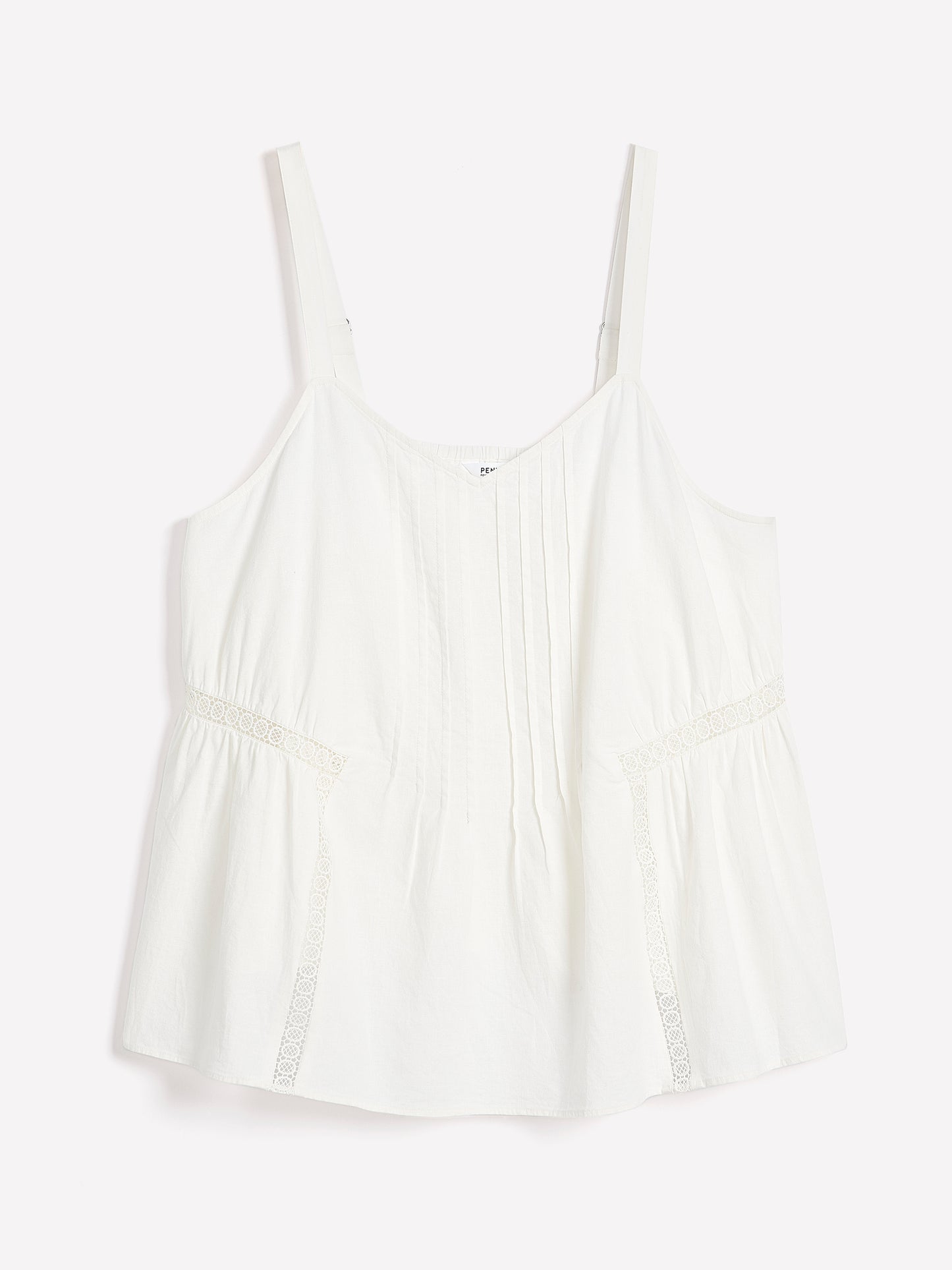Linen Blend Swing Cami Blouse with Pintuck Detail