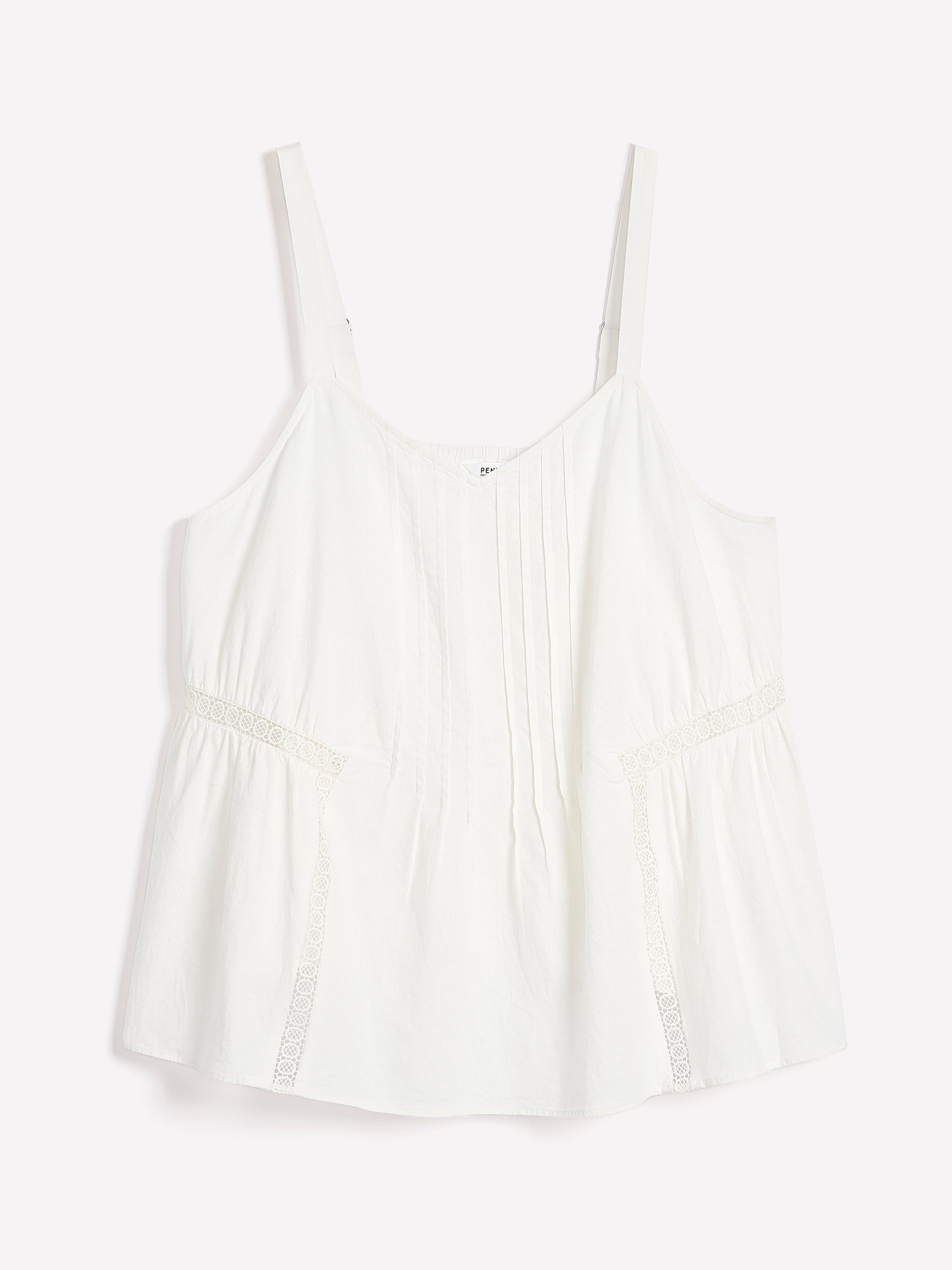 Linen Blend Swing Cami Blouse with Pintuck Detail