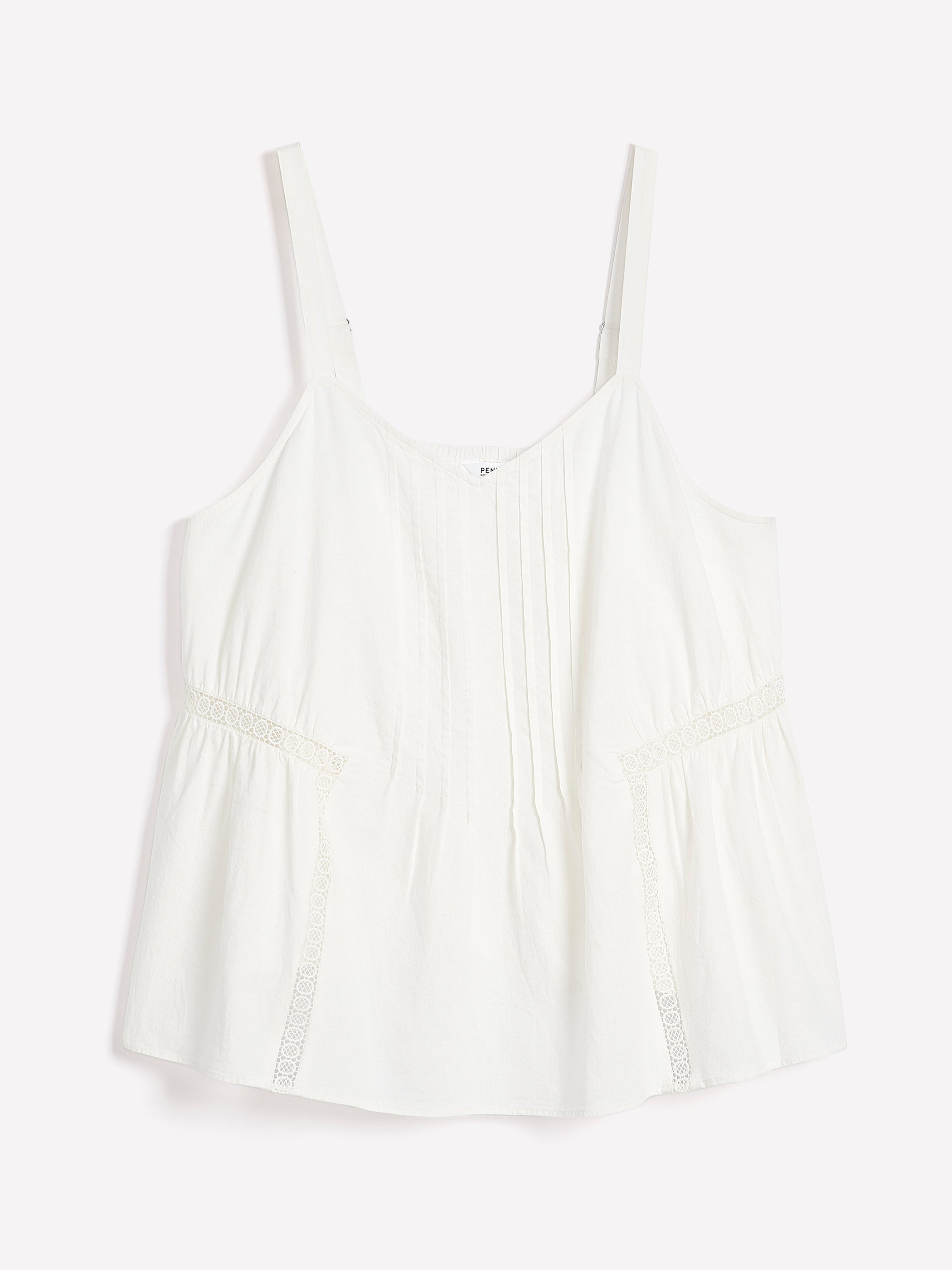 Linen Blend Swing Cami Blouse with Pintuck Detail