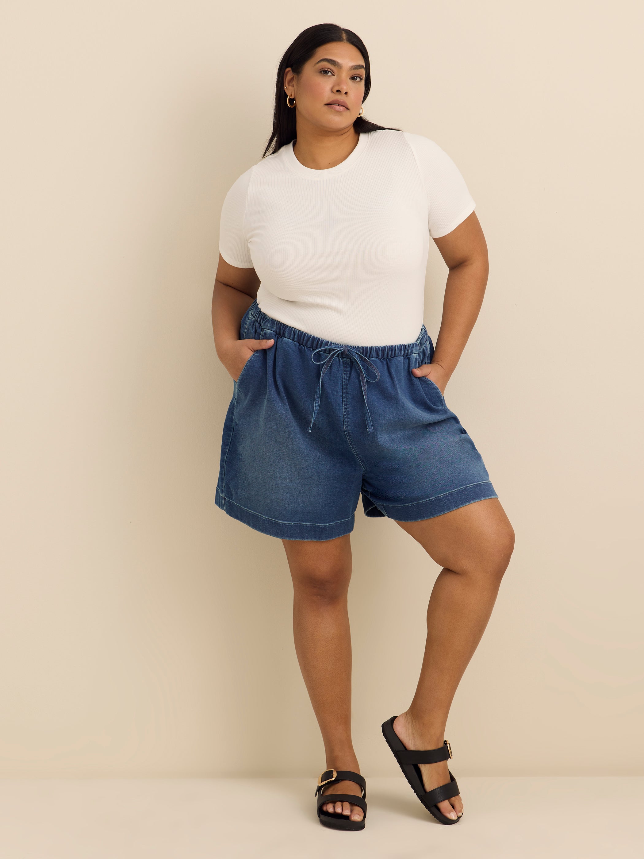 Short en denim extensible à taille moyenne - d/C JEANS