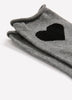 Grey Crew Socks with Heart Placement Print