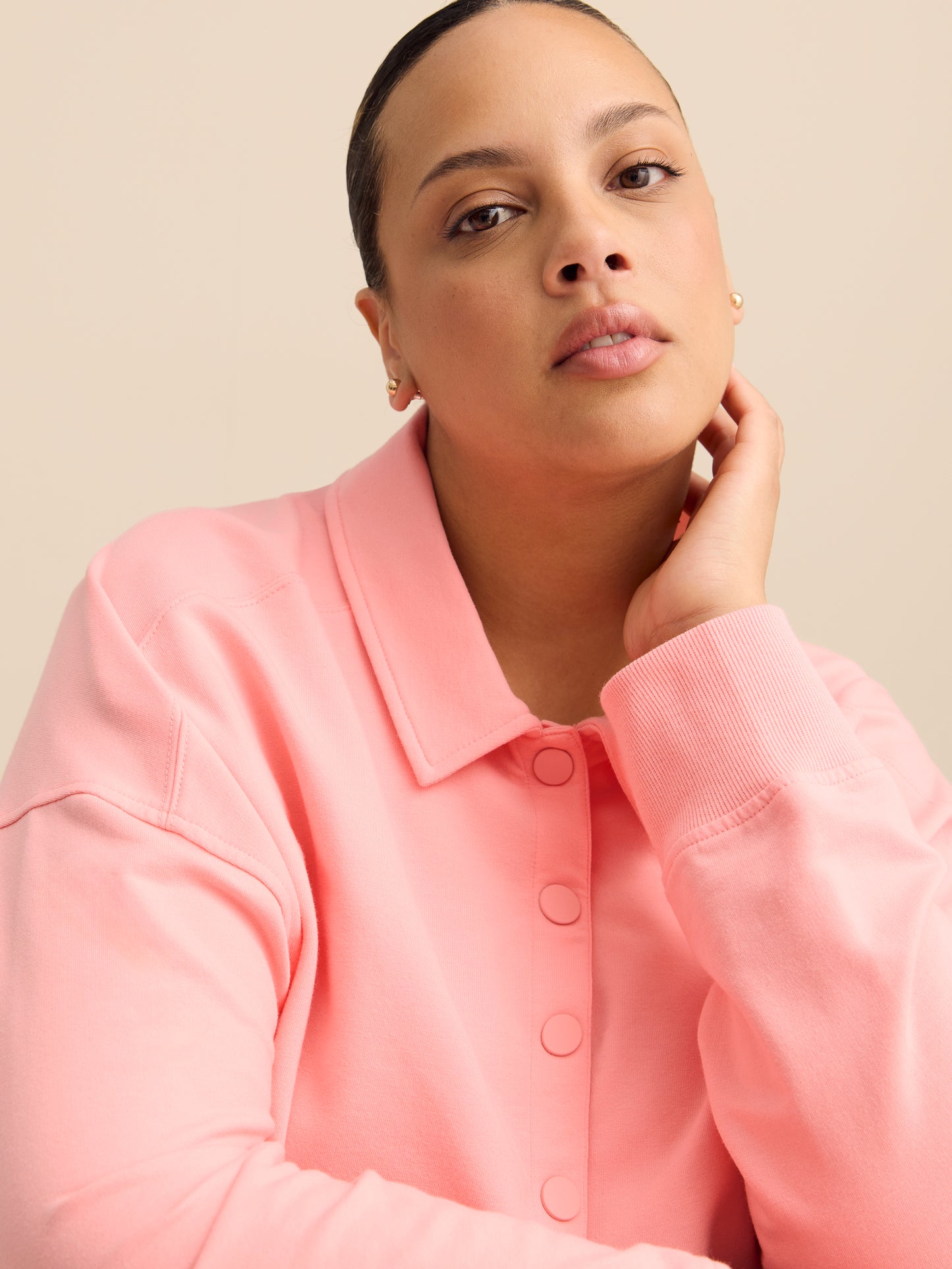 Polo Sweatshirt with Tulip Hem - ActiveZone