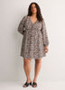 V-Neck Long Balloon Sleeve Empire Waist Dress