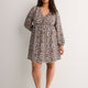 V-Neck Long Balloon Sleeve Empire Waist Dress