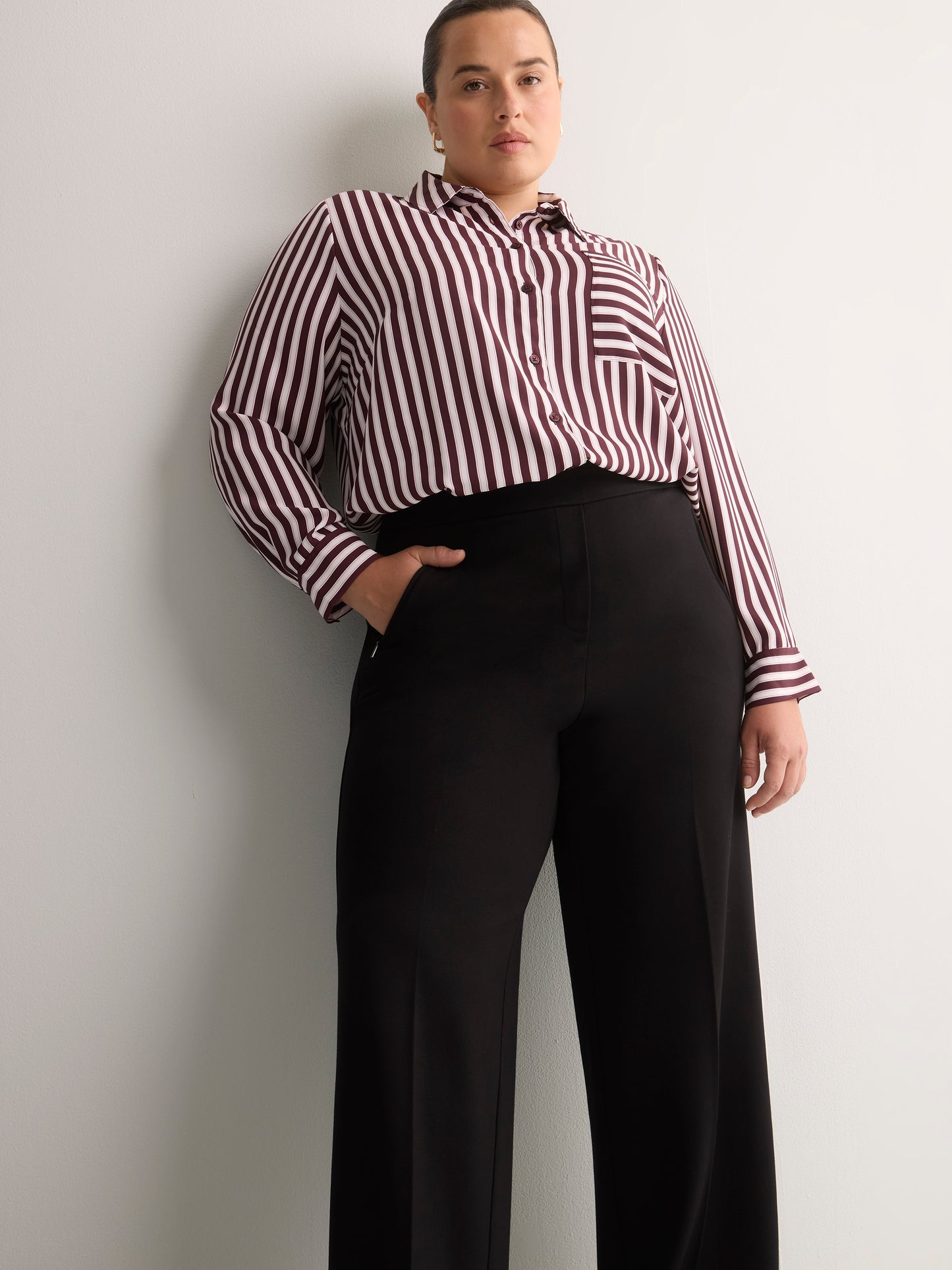 Petite, Black Ponte de Roma Wide-Leg Pant, Essential Pant