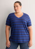 Responsible, Boyfriend-Fit V-Neck Striped Tee with Slits