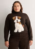 Loose-Fit Mock-Neck Hairy Cat Print Sweater