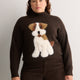 Loose-Fit Mock-Neck Hairy Cat Print Sweater