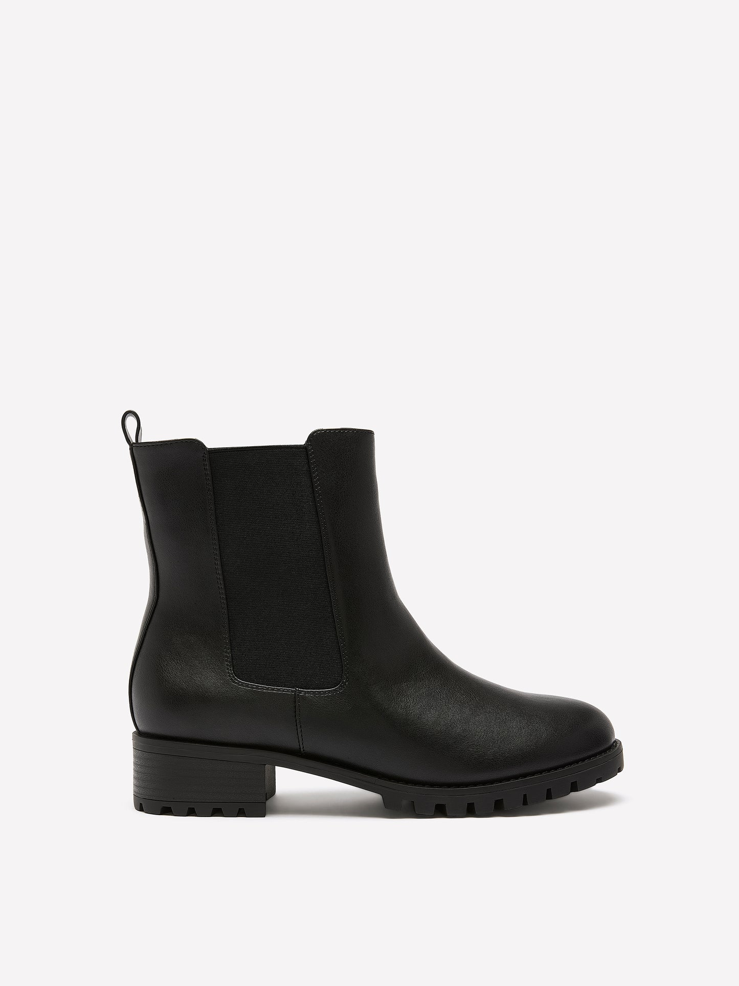 Extra Wide Width, Black Faux Leather Chelsea Bootie