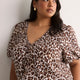 V-Neck Bubble-Sleeve Blouse with Smocked Yoke