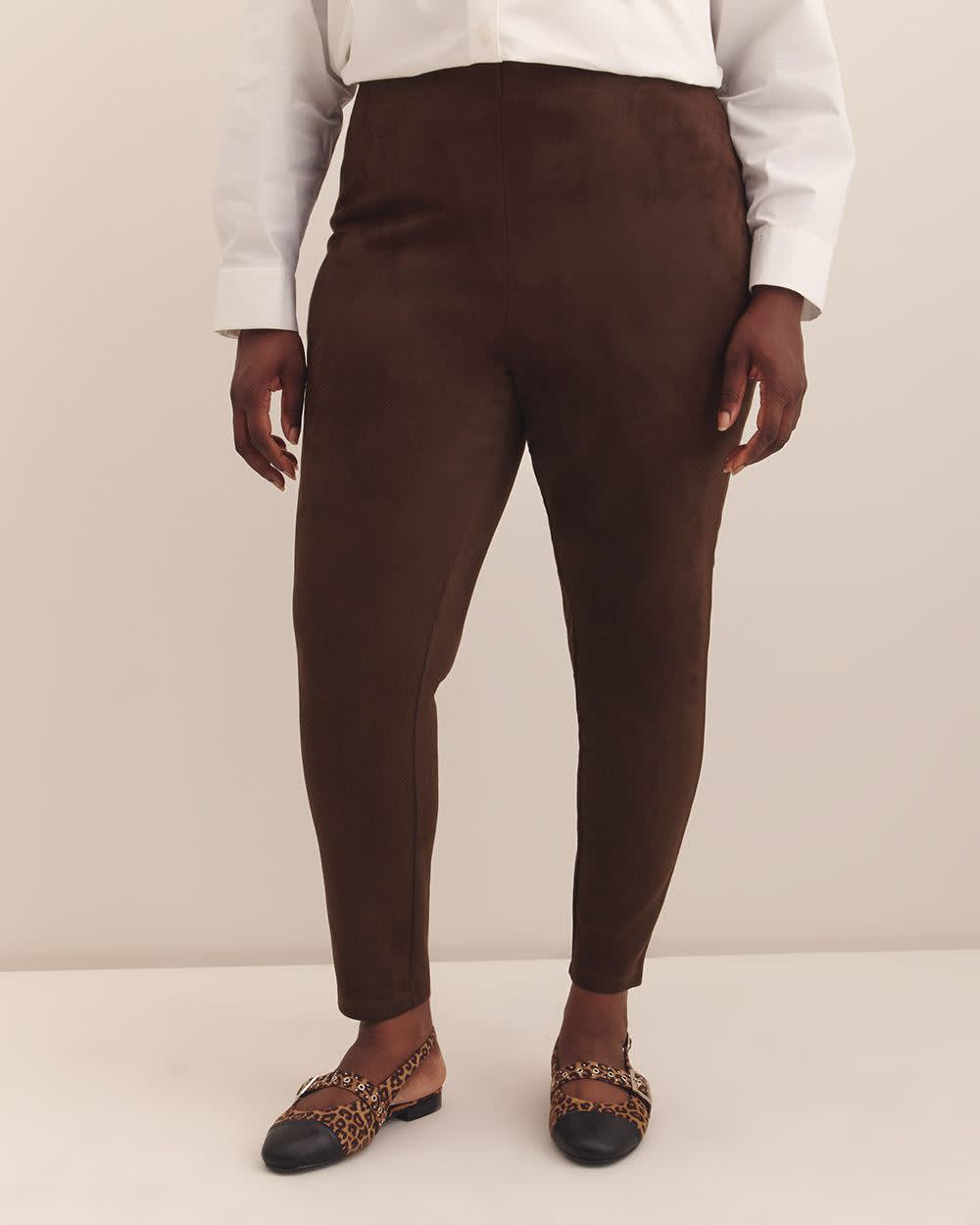 Legging marron en faux suède