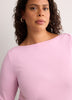 Fitted 3/4-Sleeve Boat-Neck Ribbed Knit Baby Tee