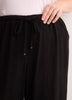 Linen-Blend Wide-Leg Crop Pant with Drawstring at Waistband