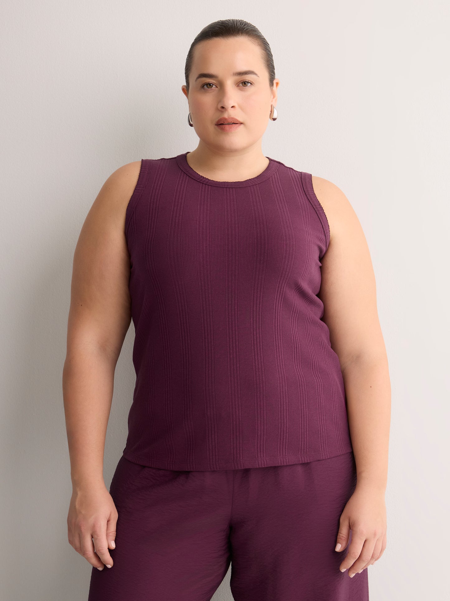 Ribbed Knit Fitted Tank Top