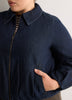 Dark Zip Bubble Denim Jacket