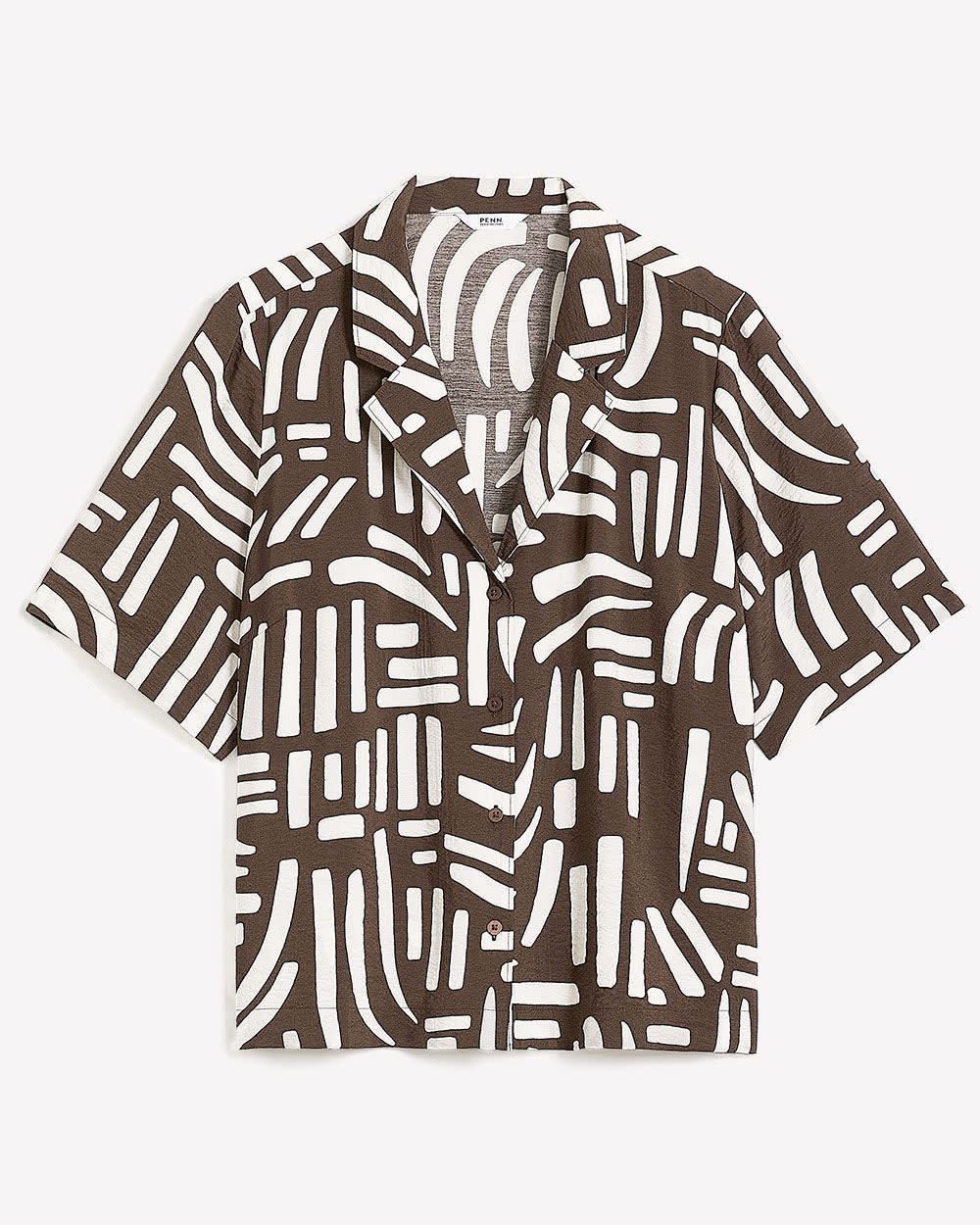 Chemisier court à manches courtes et col cranté