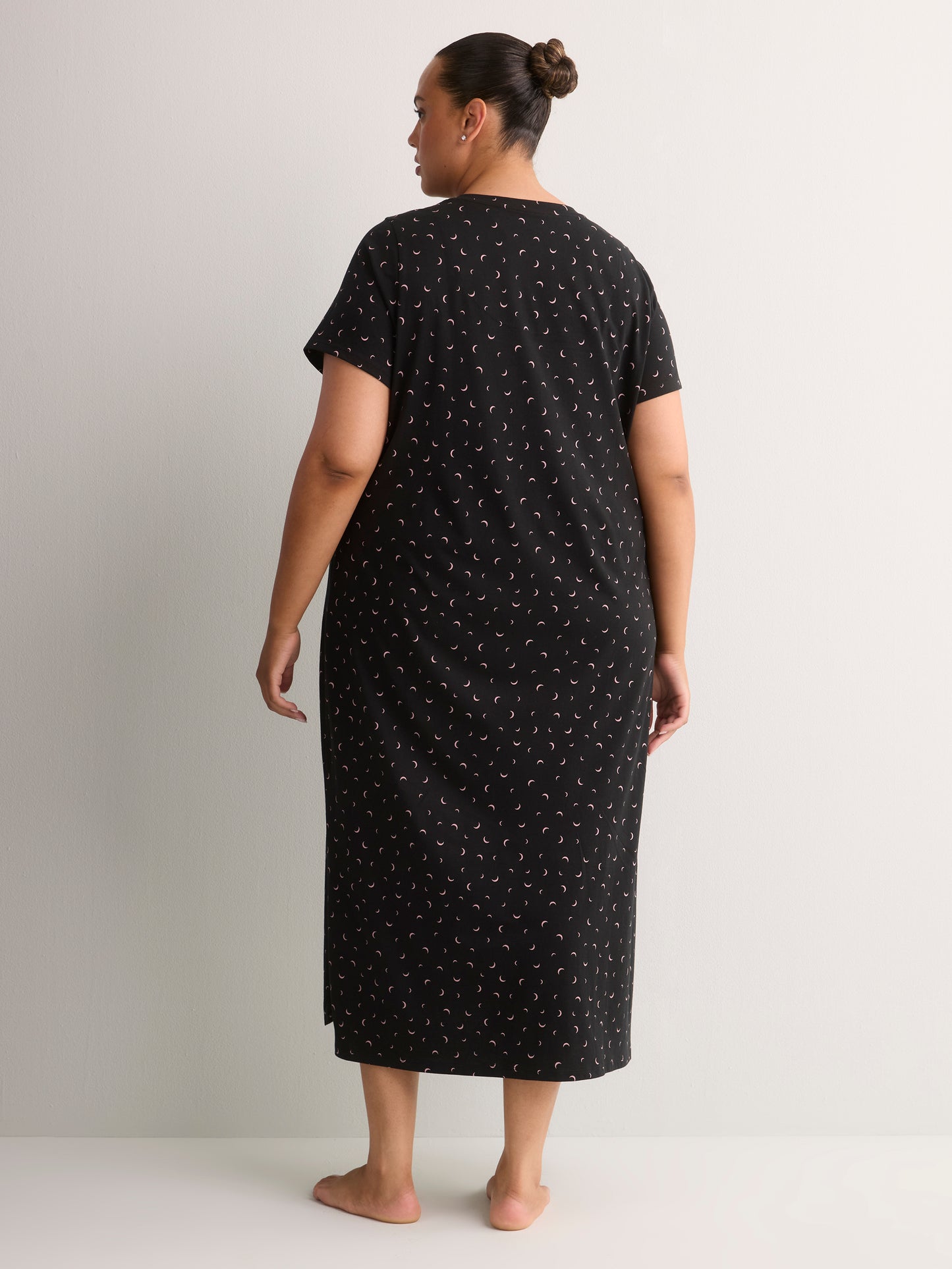 Printed Long Short-Sleeve Sleepshirt - tiVOGLIO