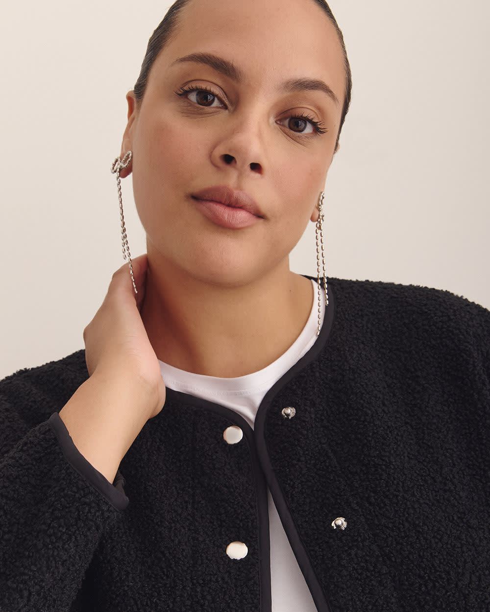 Ladies Knit Cardigan – Straight Fit, Crewneck, Button-Up Front