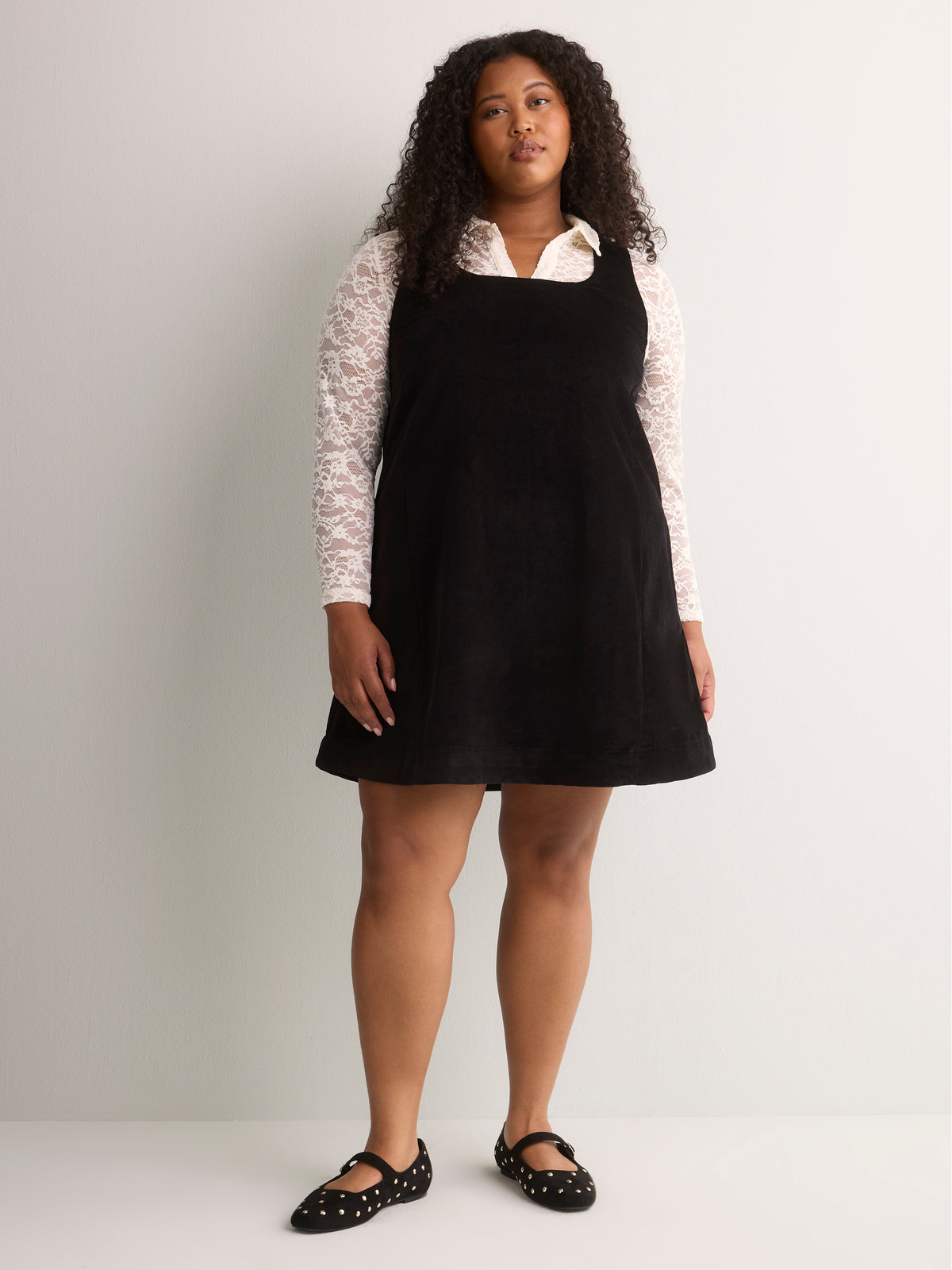 Short Black Sleeveless Pinafore Dress