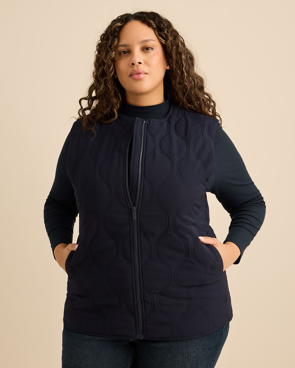 Navy Quilted Vest