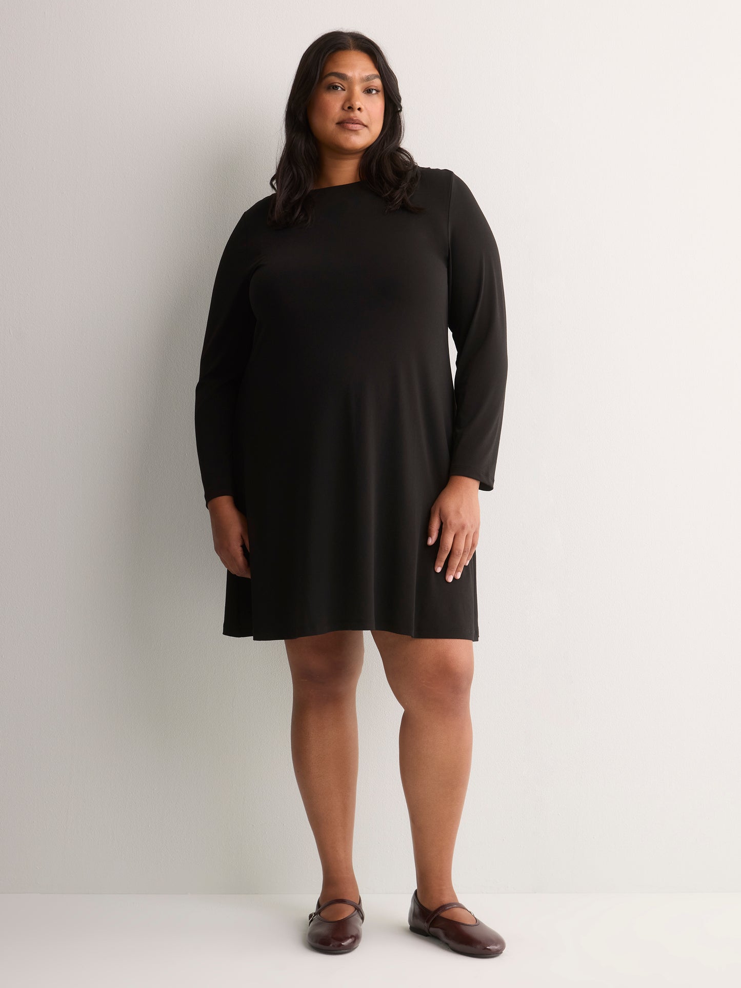 Draped-Neck Swing Dress