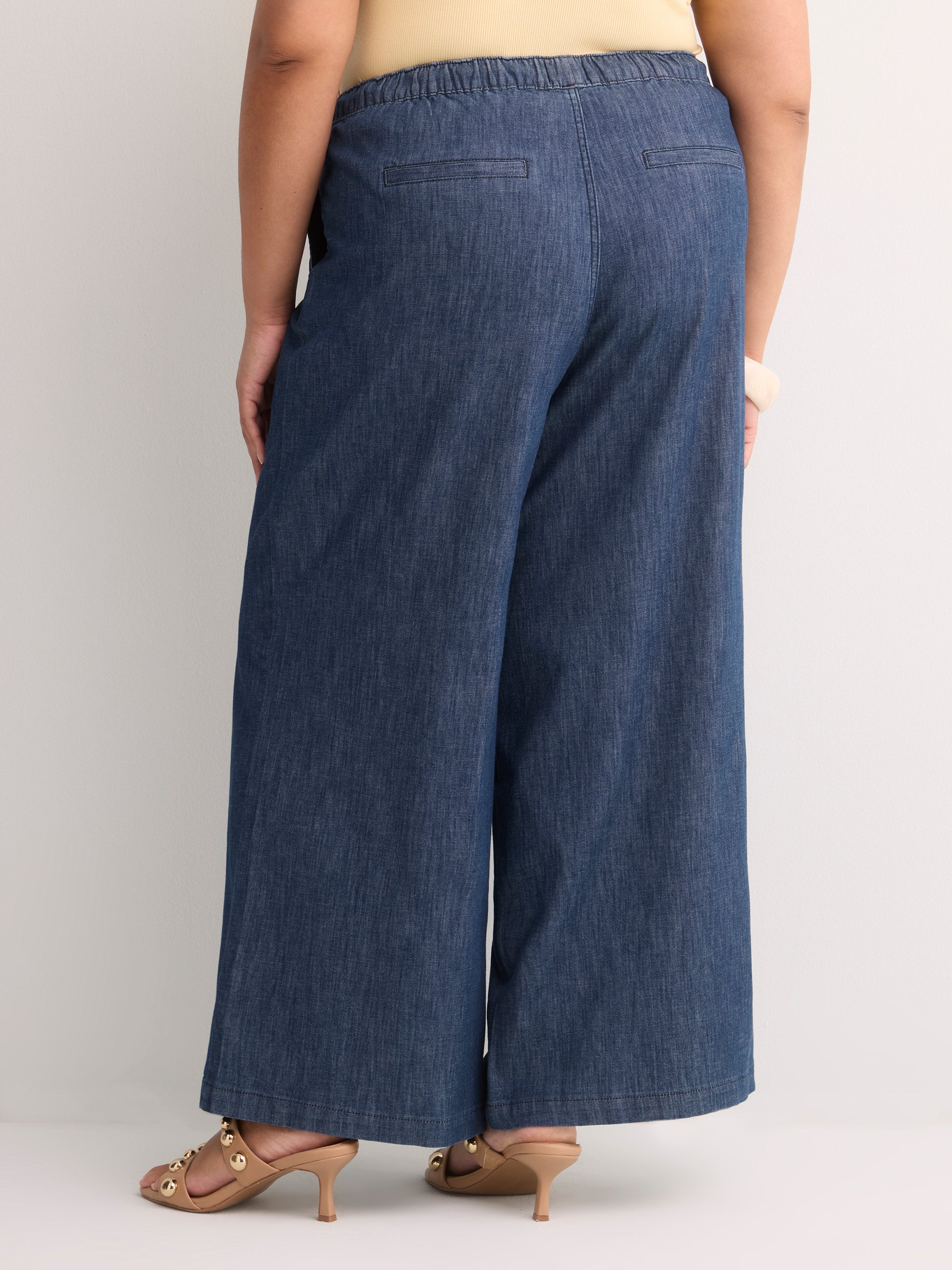 High-Rise Palazzo-Leg Pull-On Denim Pant - d/C JEANS