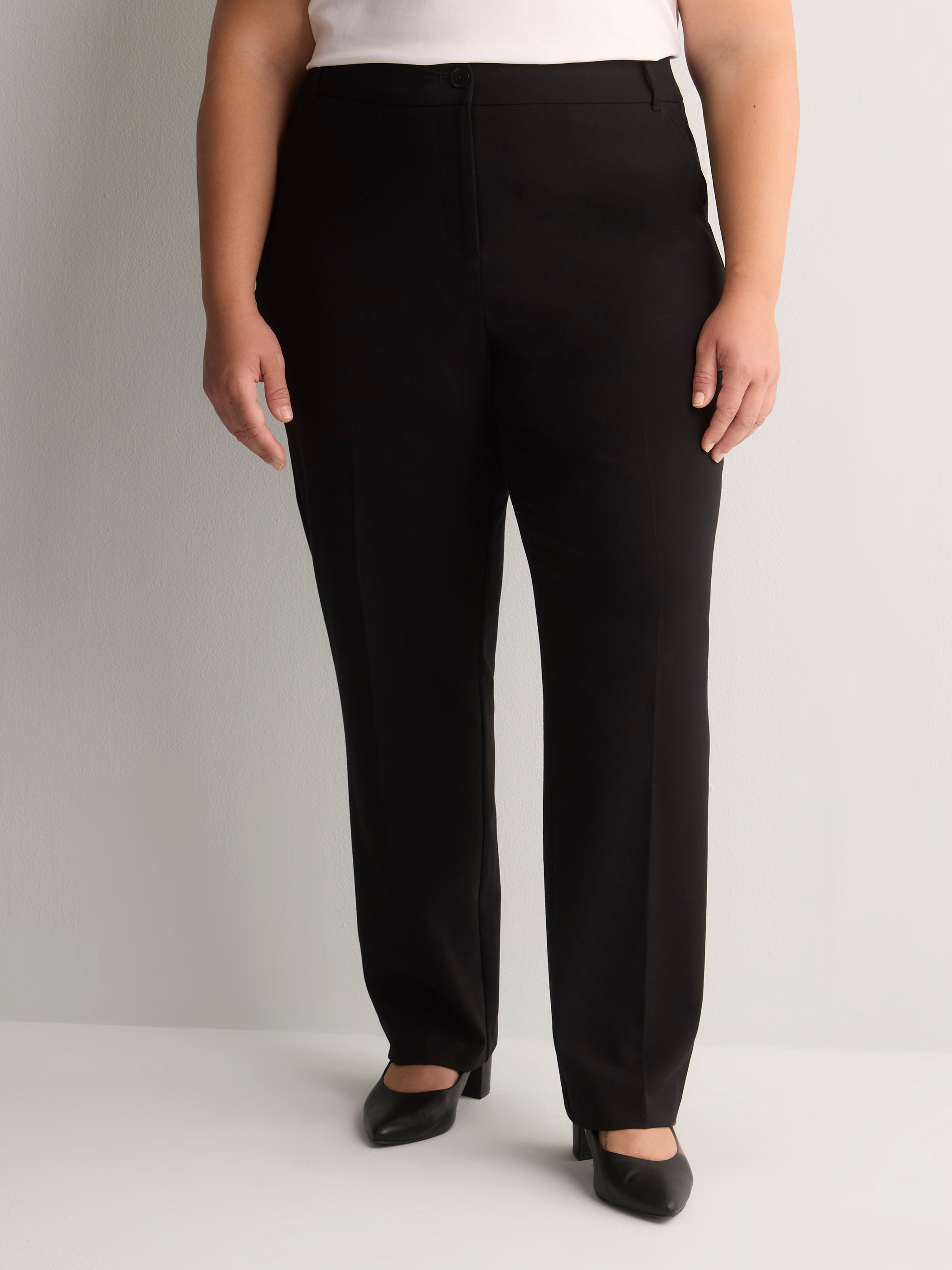 Petite, Black Curvy Straight-Leg Savvy II Pant