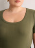Grey Pointelle Knit Fitted Short-Sleeve T-Shirt