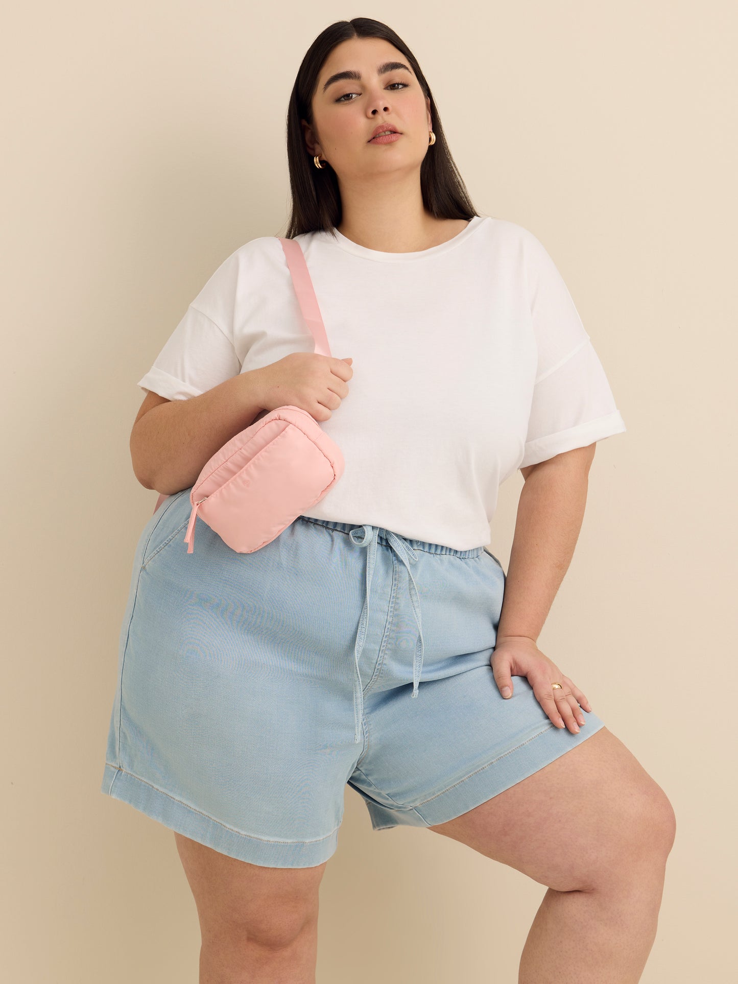 Mid-Rise Knit Denim Shorts - d/C Jeans