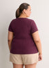 Ribbed Knit Fitted Short-Sleeve T-Shirt