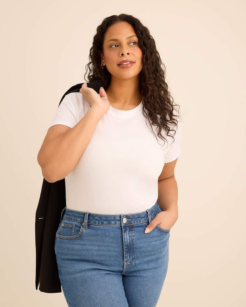 Crewneck Short-Sleeve Knit Top