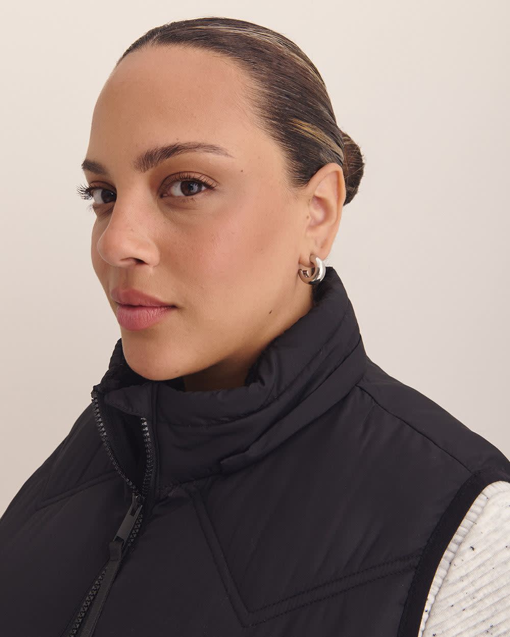 Veste matelassée longue avec capuchon, tissu responsable