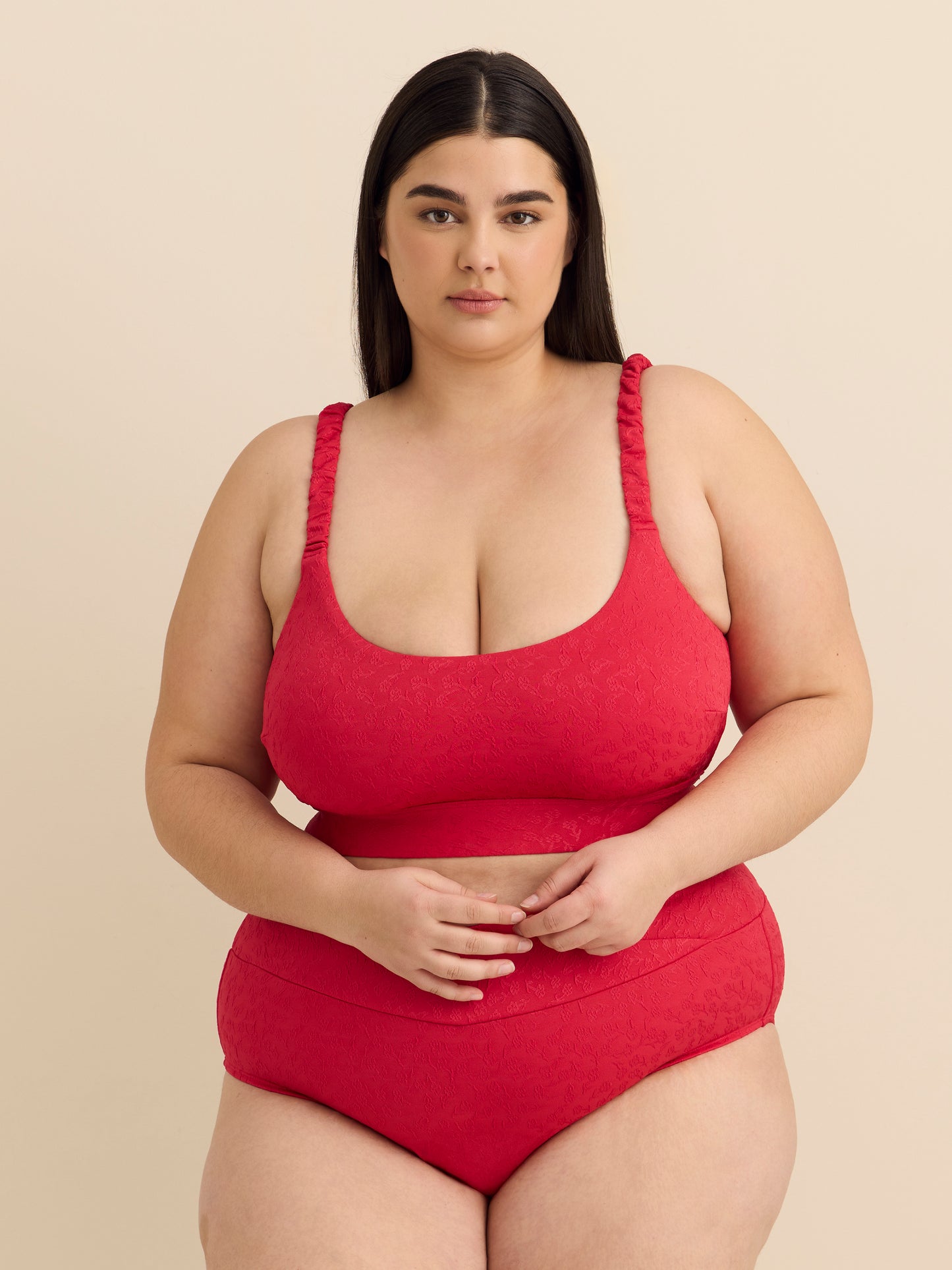 Floral Textured Crop Bikini Top