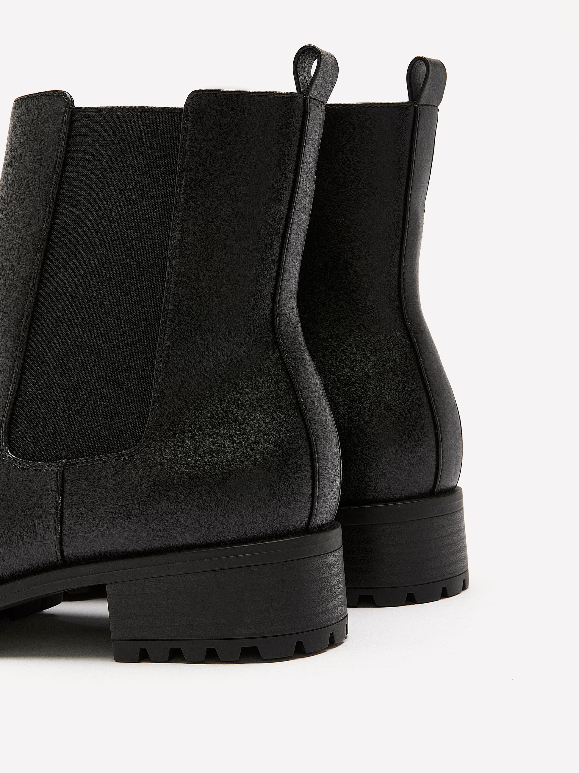 Extra Wide Width, Black Faux Leather Chelsea Bootie