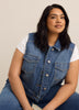 Buttoned-Down Cropped Denim Vest - d/C JEANS