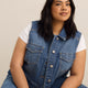 Buttoned-Down Cropped Denim Vest - d/C JEANS