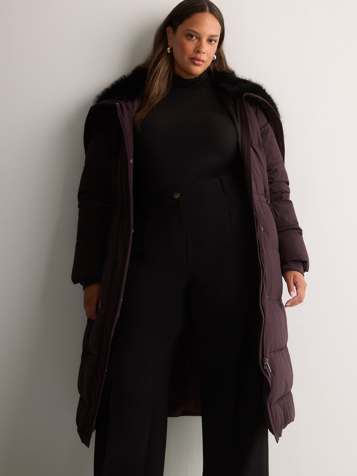 Maxi Puffer Jacket with Split Hood