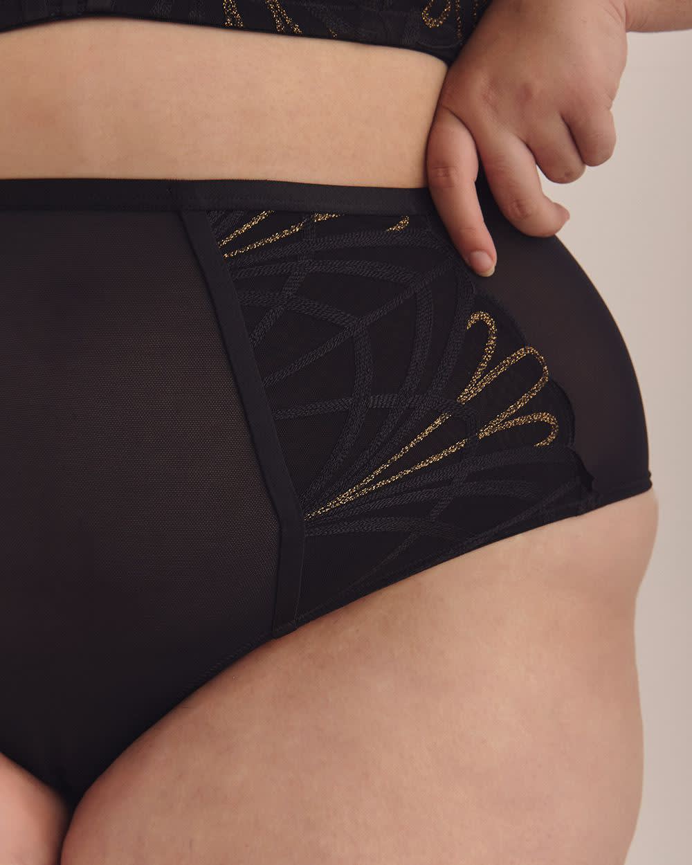 Culotte cheeky sexy noire brodée - Déesse Collection