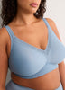 Blue Wireless Padded T-Shirt Bra with Lace - tiVOGLIO