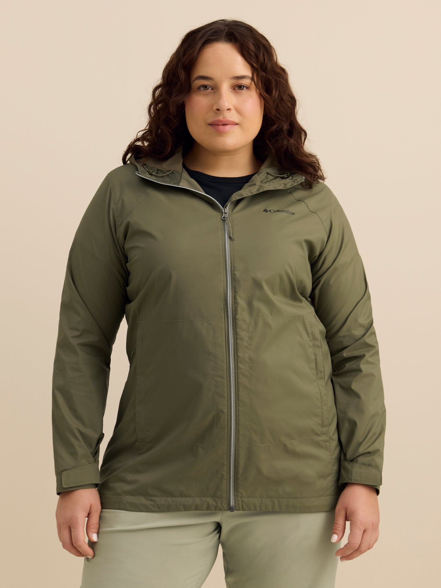 Manteau long déperlant vert olive Switchback II - Columbia