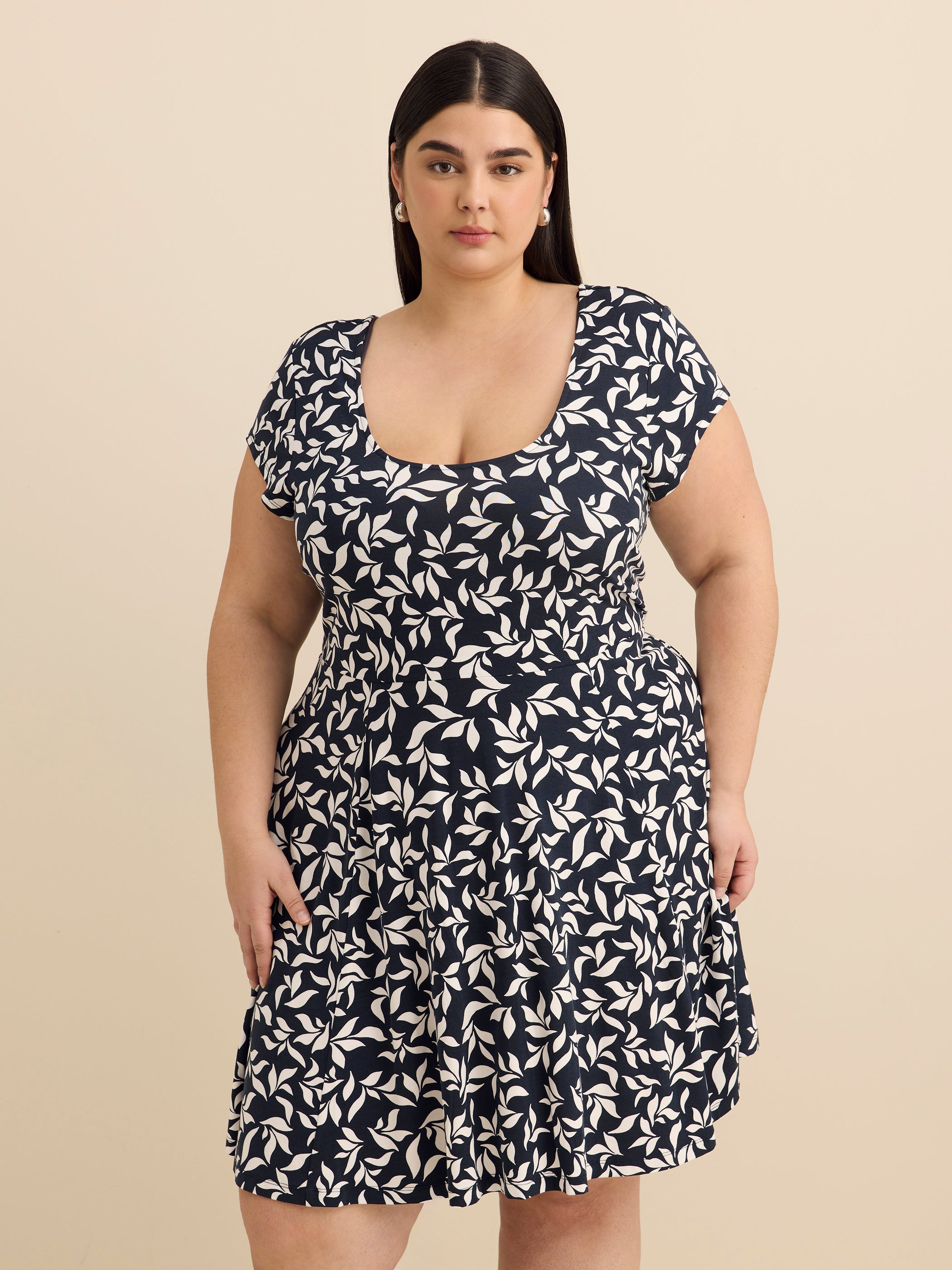 Responsible, Scoop Neck Dress with Cap Sleeves