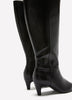 Extra Wide Width, Black Tall Faux Leather Kitten-Heel Boot
