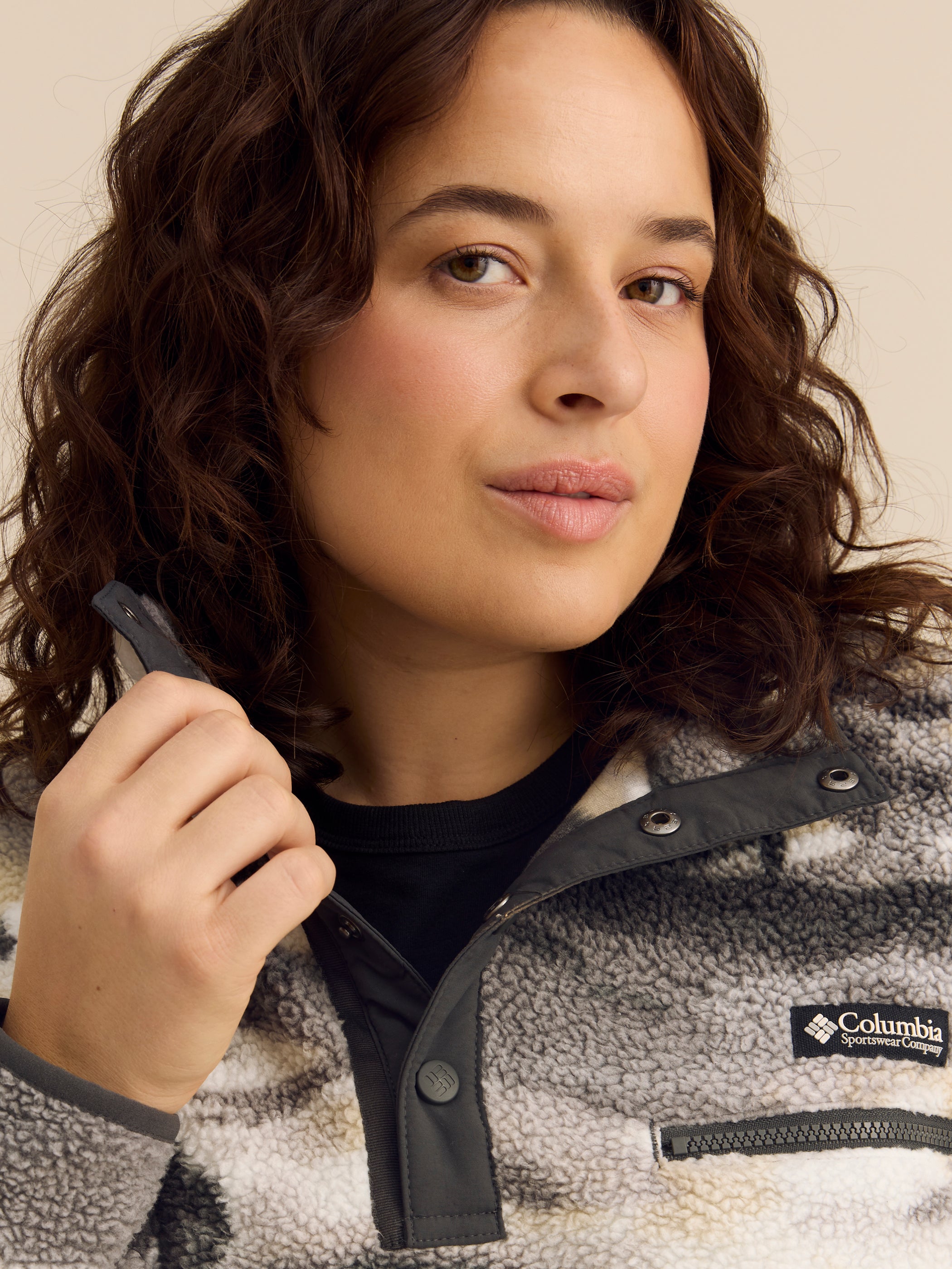 Columbia plus size cropped half snap sweater with chest pocket