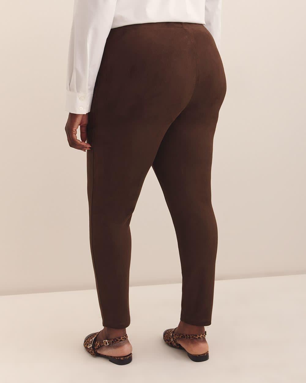 Legging marron en faux suède
