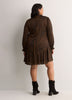 Striped Long-Sleeve Tiered Dress with Neck Tie - Addition Elle