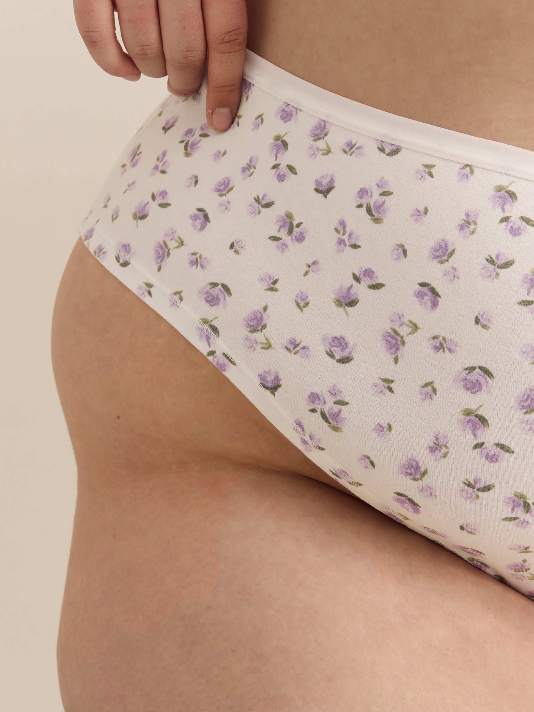 Cheeky White Floral-Print Cotton Brief - ti Voglio