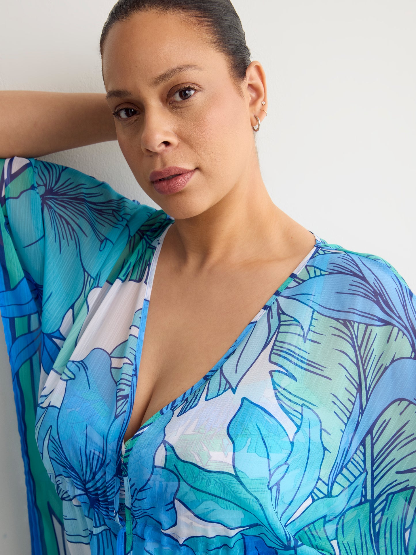 Printed Chiffon Caftan - Bleu by Rod Beattie